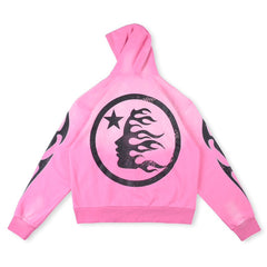 Hellstar HS Logo Zip Up Hoodie Pink