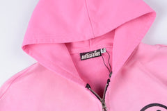 Hellstar HS Logo Zip Up Hoodie Pink