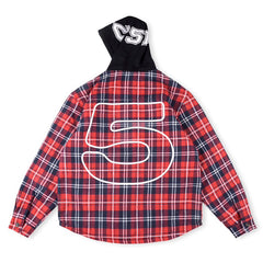 Sp5der Hooded Zip Flannel Shirt Jacket