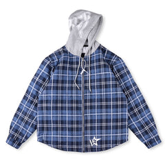 Sp5der Hooded Zip Flannel Shirt Jacket
