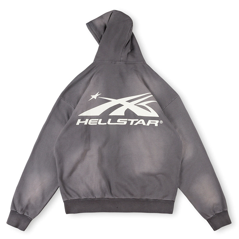 Hellstar HS Logo Zip Up Hoodie Grey