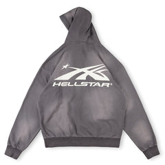 Hellstar HS Logo Zip Up Hoodie Grey