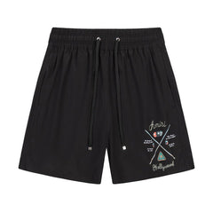 AMIRI Pool Cue Straight-Leg Mid-Length Logo-Print Swim Shorts