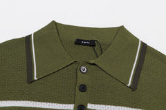 AMIRI Striped Pointelle-Knit Polo Shirt