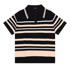 AMIRI Striped Pointelle-Knit Polo Shirt