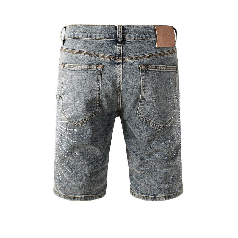 Crystal Diamond Denim Shorts #5093