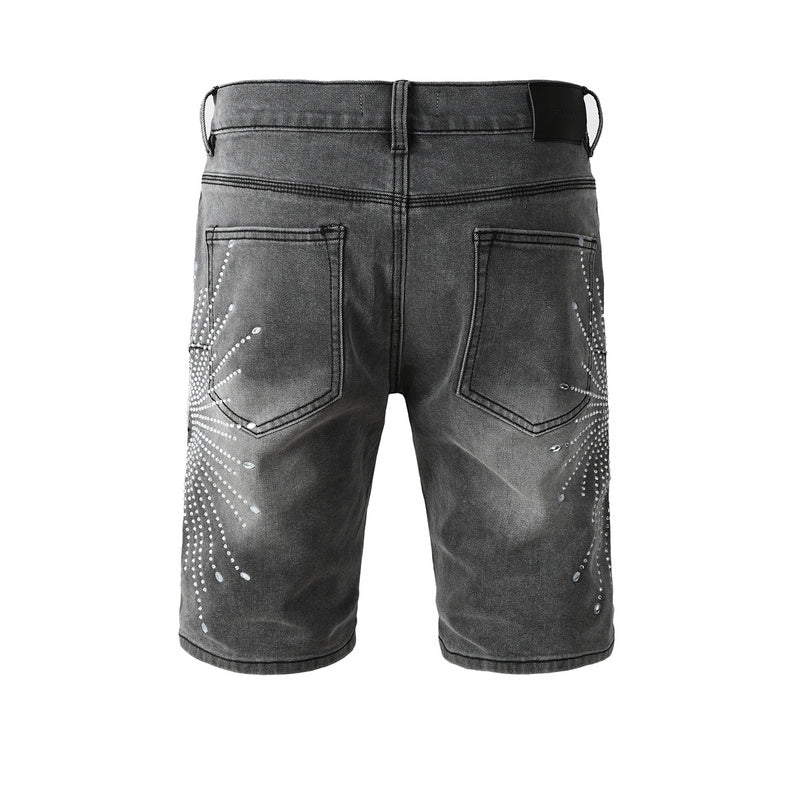 Crystal Diamond Denim Shorts #5094