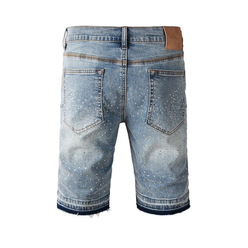 Crystal Diamond Denim Shorts #5098