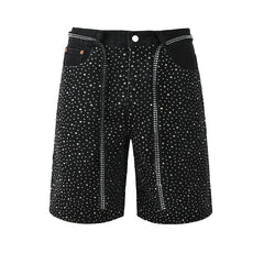 Purple Brand Crystal Diamond Denim Shorts #5095