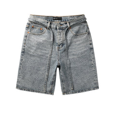 Purple Brand Crystal Diamond Denim Shorts #5096