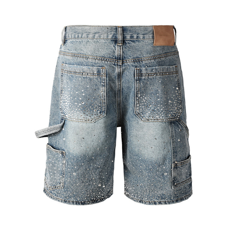 Crystal Diamond Denim Shorts #5097