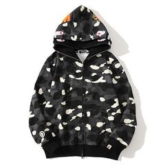 BAPE Glow Camo Shark Wide Full Zip Double Hoodies