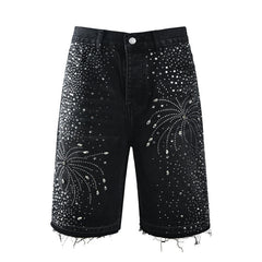 Purple Brand Crystal Diamond Denim Shorts #5103