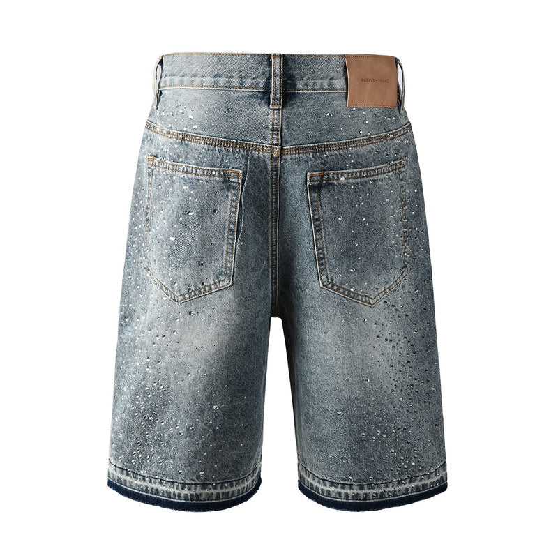 Crystal Diamond Denim Shorts #5102
