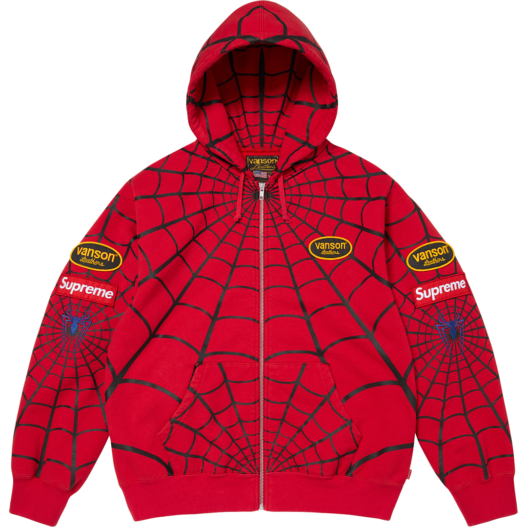 Supreme Vs Leathers Spider-Man Zip Up Hooded Sweatshirt