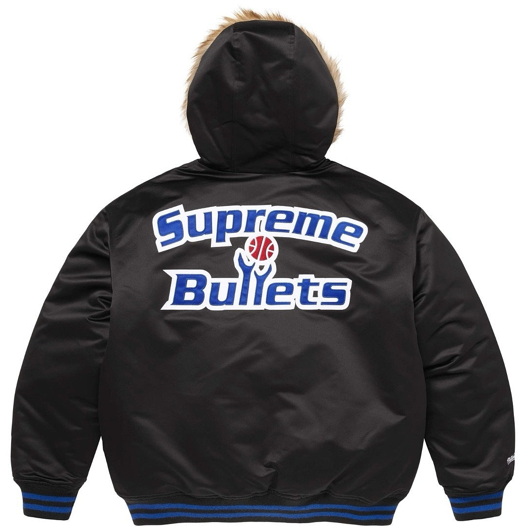 Supreme M & N Teams Hooded Satin Varsity Jacket