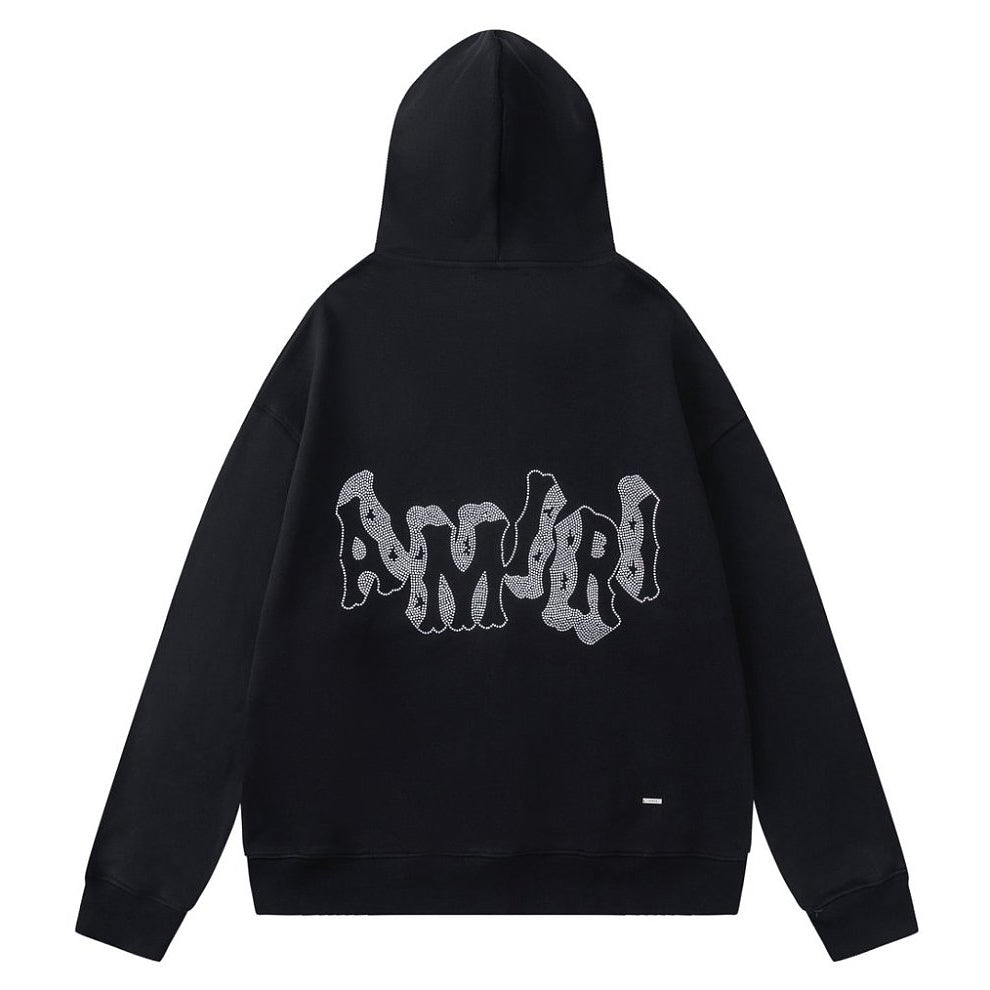 AMIRI Crystal AM Logo-print zip-up hoodie