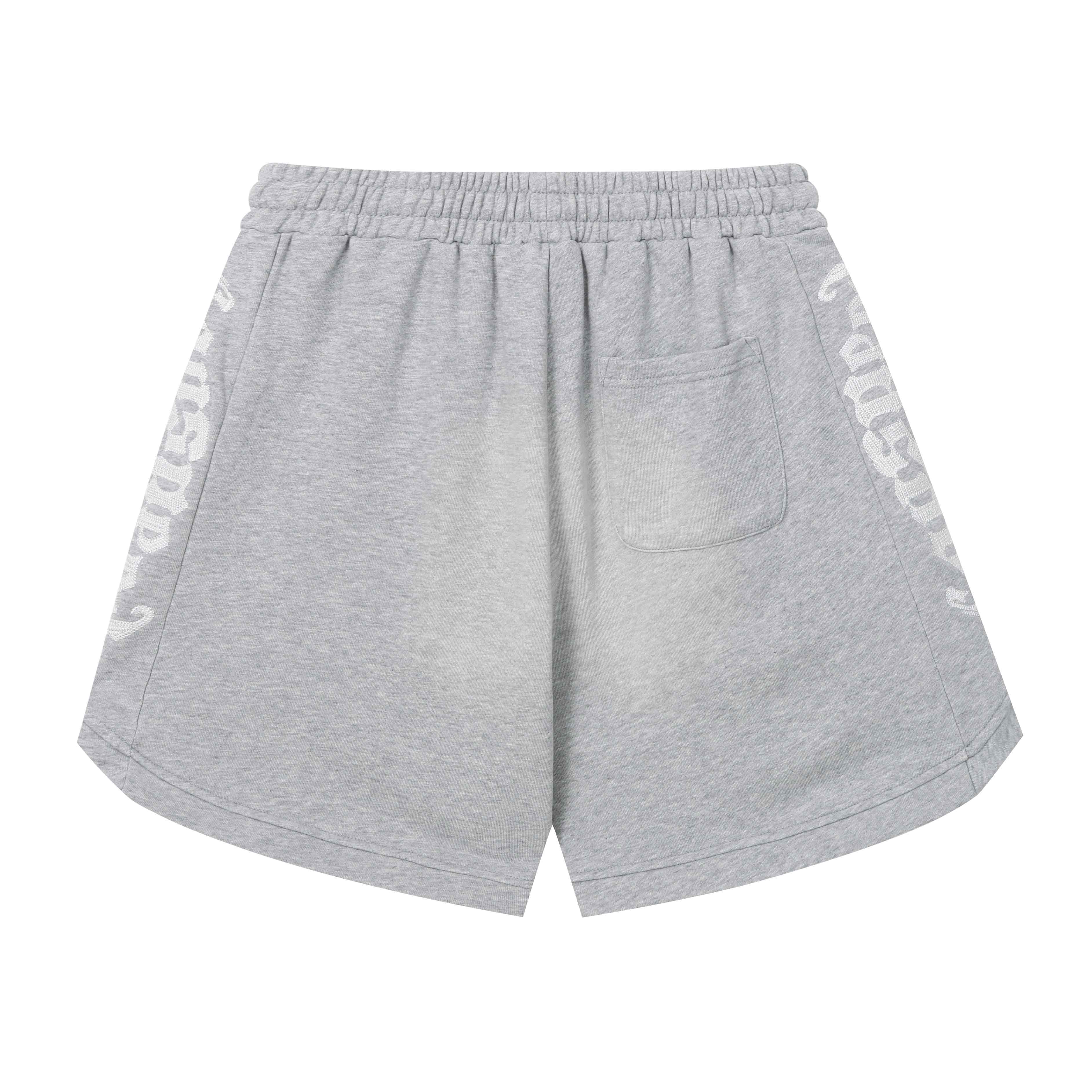 Embroidered Washed Distressed Short Grey/Charcoal Grey