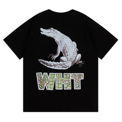 Off White Crocodile Pattern Printed T-Shirt