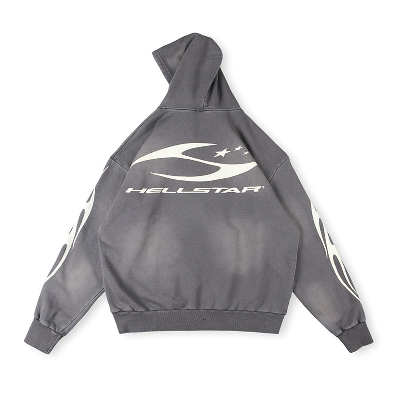 Hellstar Studded Flame Zip-Up Hoodie