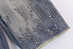 Hellstar Diamond Embellished Denim Shorts