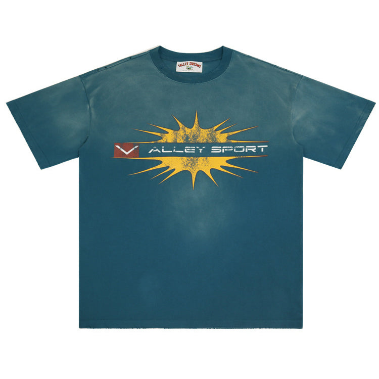 Letter Print Distressed T-shirt