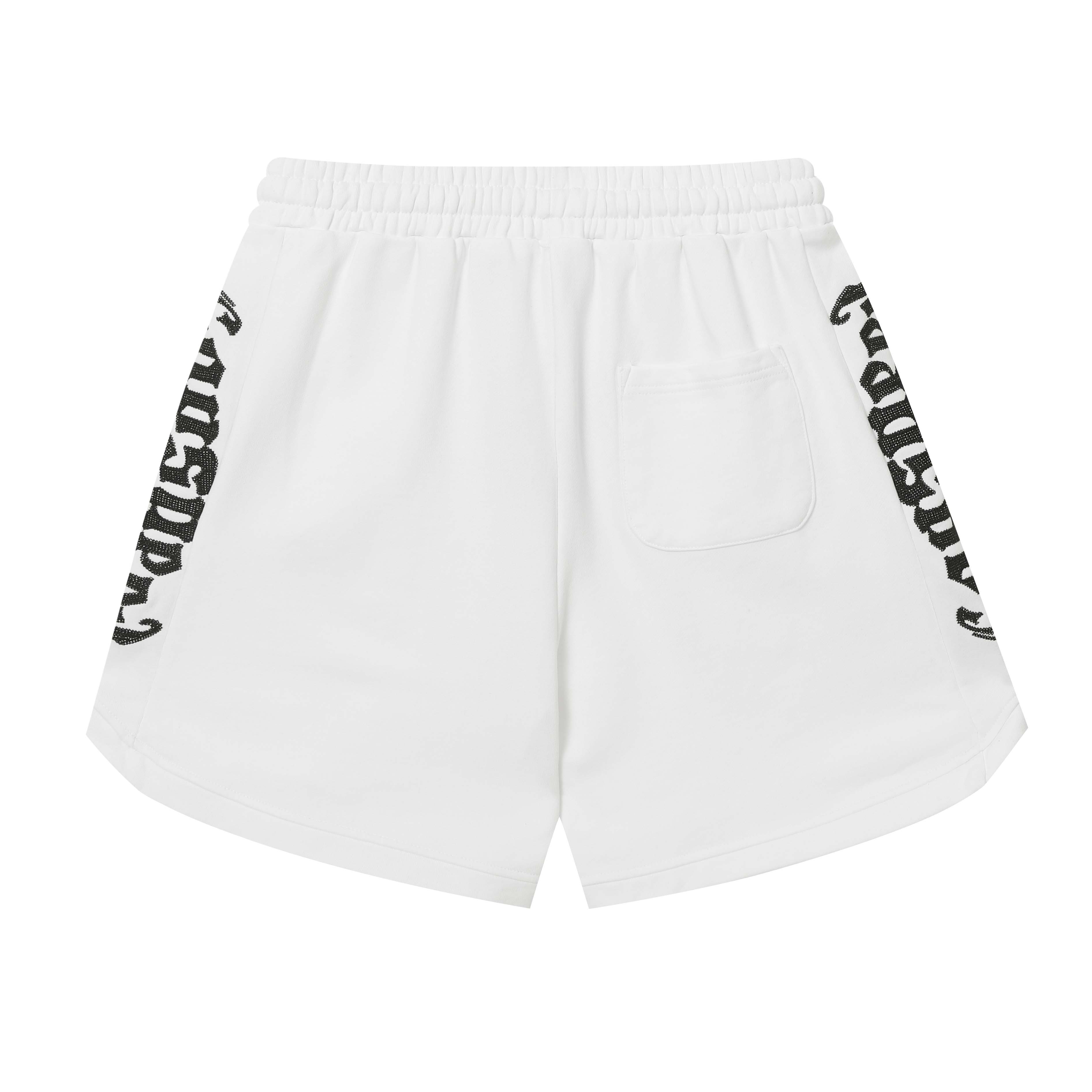 Embroidered Washed Distressed Short Whtie/Maroon