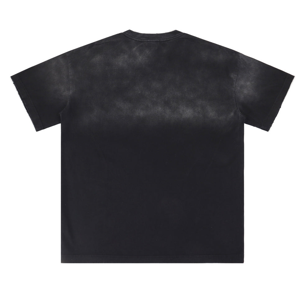 Letter Print Washed Distressed T-Shirt