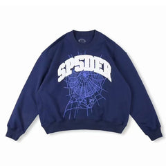 Sp5der Varsity Web Crewneck Sweatshirt Navy