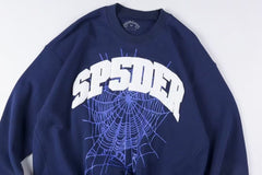 Sp5der Varsity Web Crewneck Sweatshirt Navy
