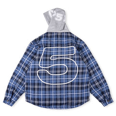 Sp5der Hooded Zip Flannel Shirt Jacket