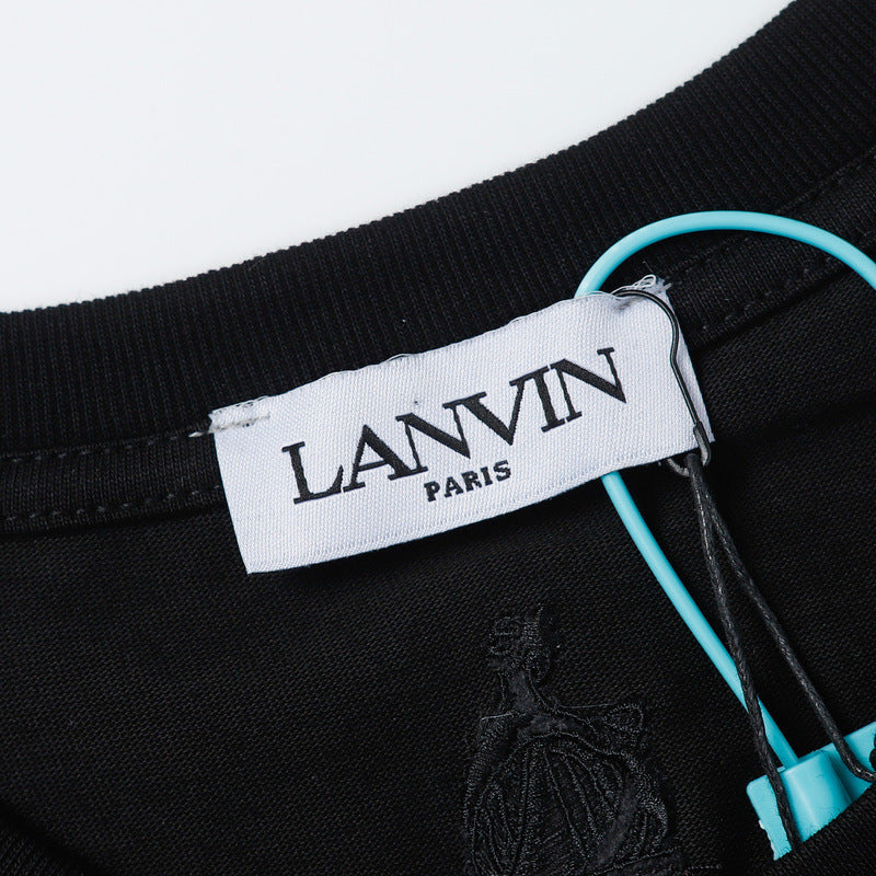 LANVIN Letter Embroidery T-Shirt Black