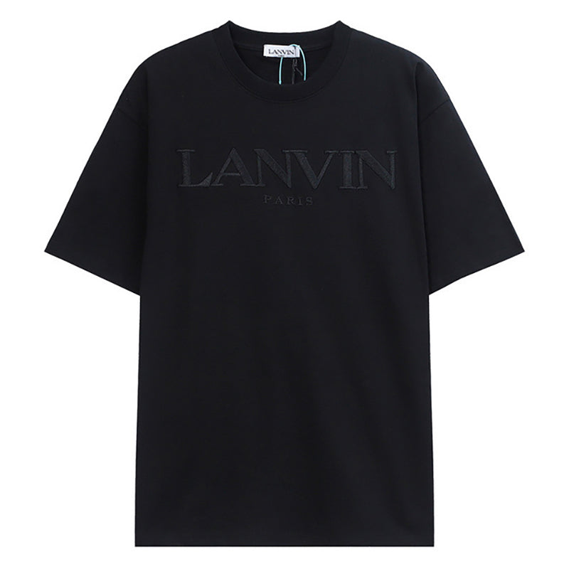 LANVIN Letter Embroidery Logo T-Shirt Black