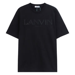 LANVIN Letter Embroidery Logo T-Shirt Black