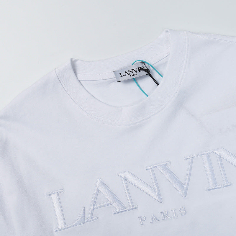 LANVIN Letter Embroidery Logo T-Shirt White