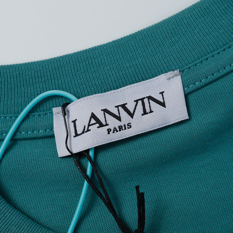 LANVIN Letter Embroidery Logo T-Shirt Green