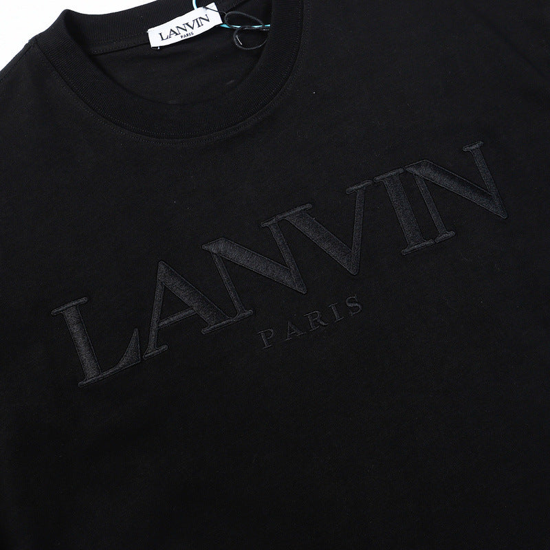 LANVIN Letter Embroidery Logo T-Shirt Black