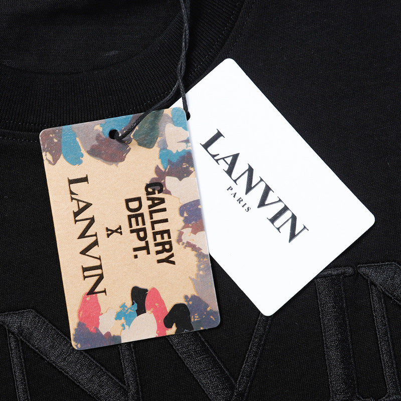 LANVIN Letter Embroidery Logo T-Shirt Black