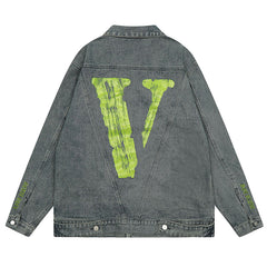 VLONE embroidered letter denim jacket