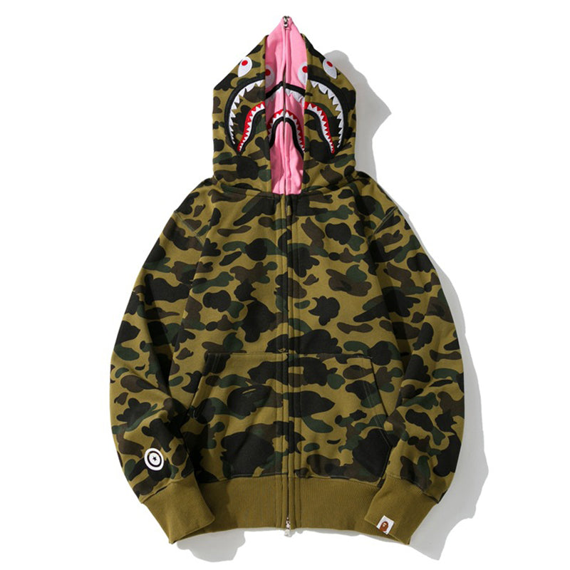 BAPE Double-Hat Camo Shark Hoodies