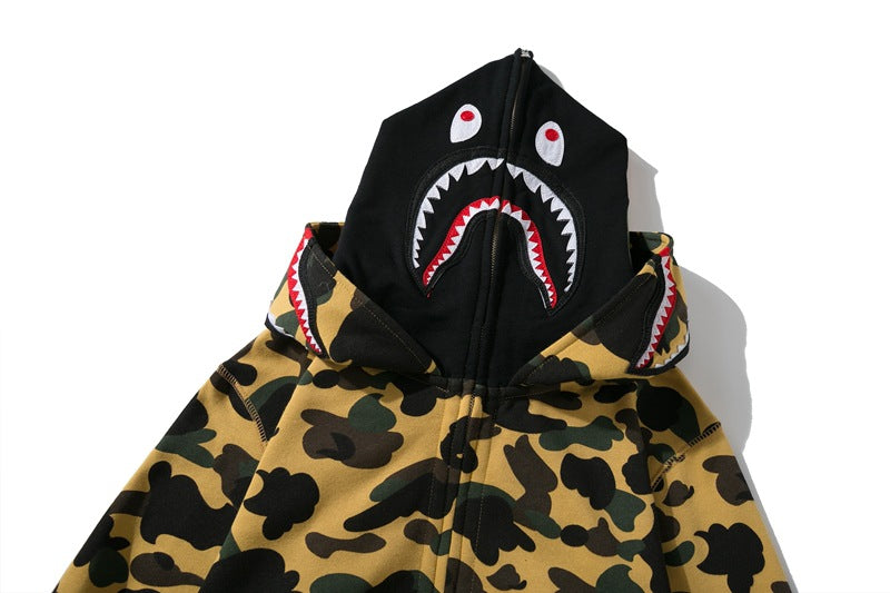 BAPE Double-Hat Camo Shark Hoodies