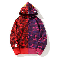 BAPE Camo Shark Zipper splicing Hoodies