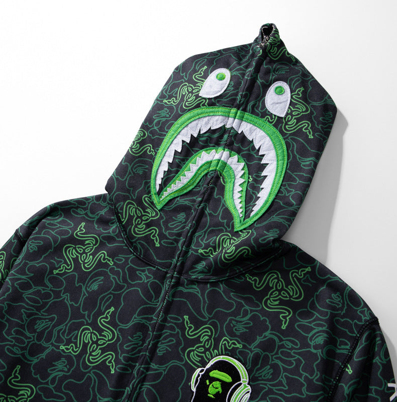 BAPE Green Shark Ape Head Hoodie