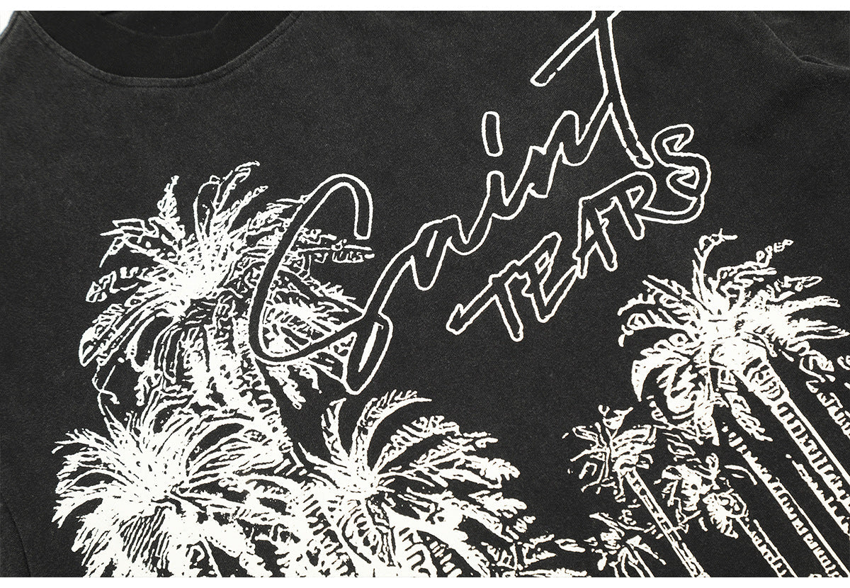 SAINT MICHAEL Vintage Coconut Tree Printing T-Shirts