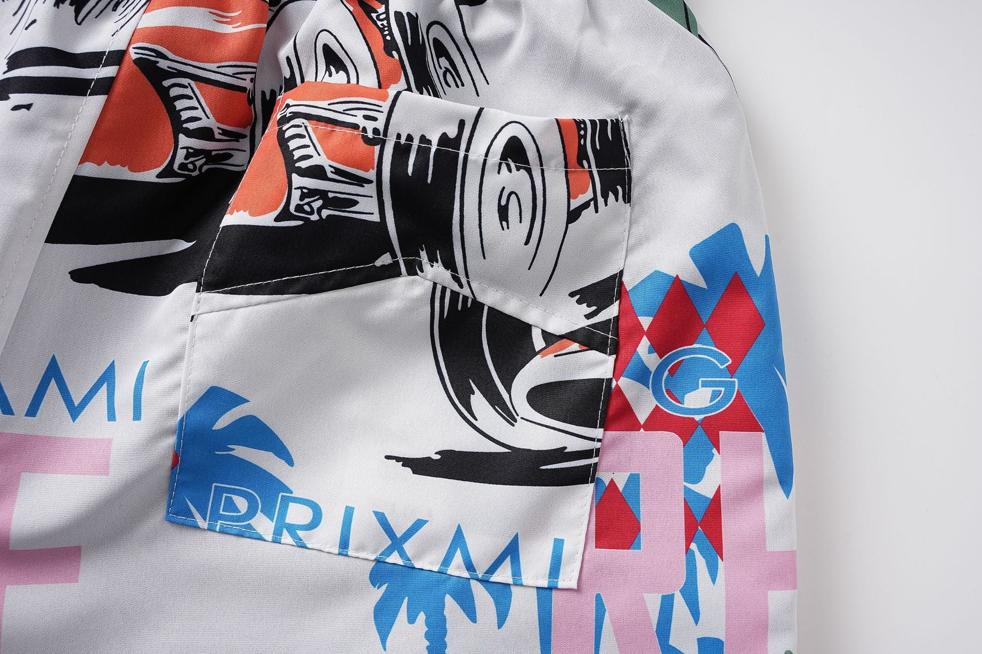 RHUDE X WEBSTER MIAMI RACING LINEN GRAND PRIX BUTTON UP Shorts