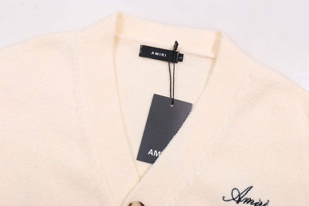 AMIRI Cotton V-Neck Bones Cardigan