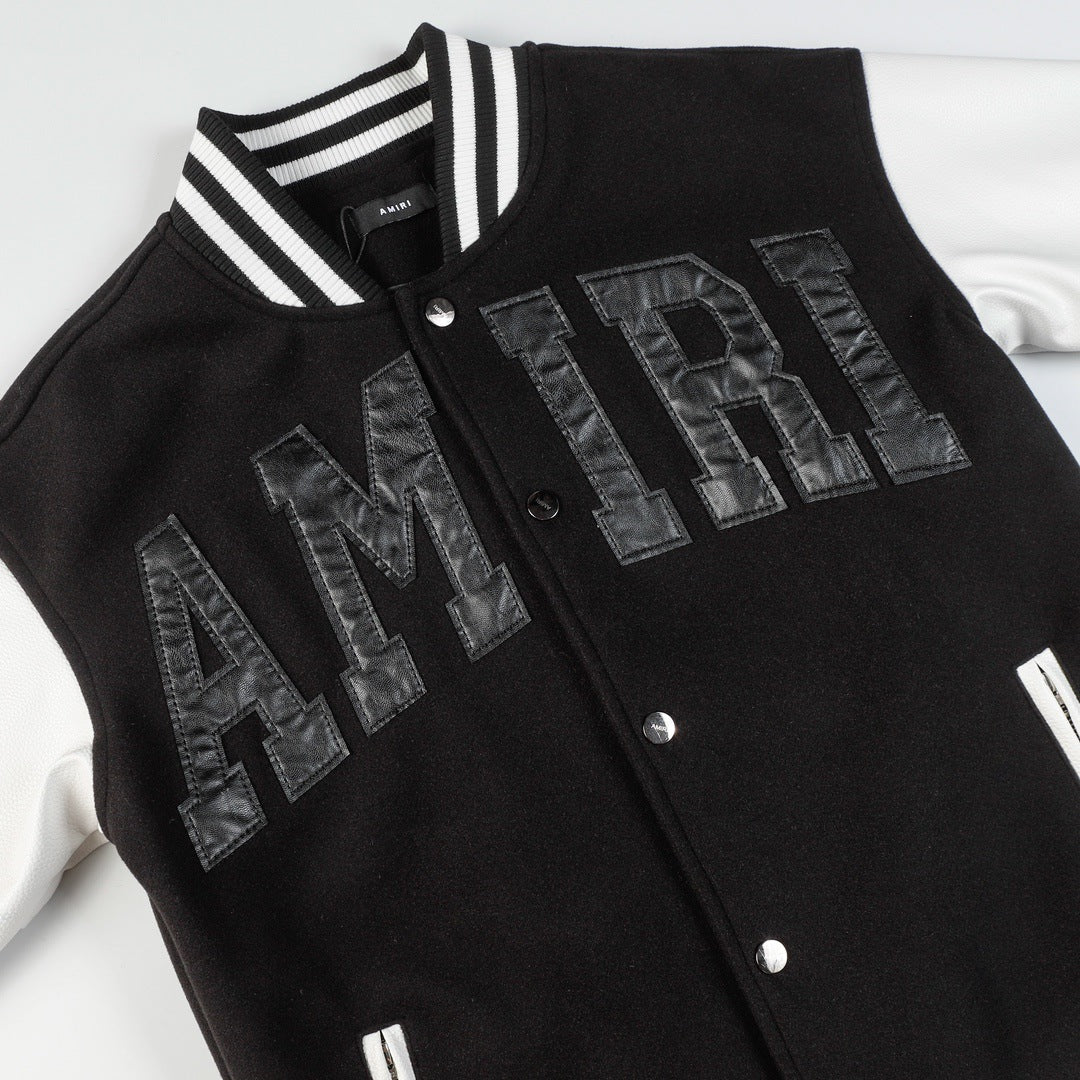 AMIRI Logo-Appliquéd Leather Bomber Jacket