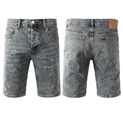 Purple Brand Crystal Diamond Denim Shorts #5093