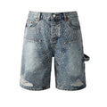 Crystal Diamond Denim Shorts #5097