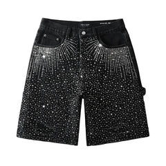 Purple Brand Crystal Diamond Denim Shorts #5099